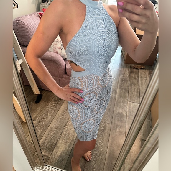 Hello Molly No Hesitation Dress - Baby Blue & Nude - Picture 4 of 14